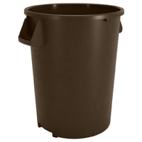 Carlisle 84103201 32 Gallon Round Trash Container with Integrated Bag Cinches Polyethylene Brown