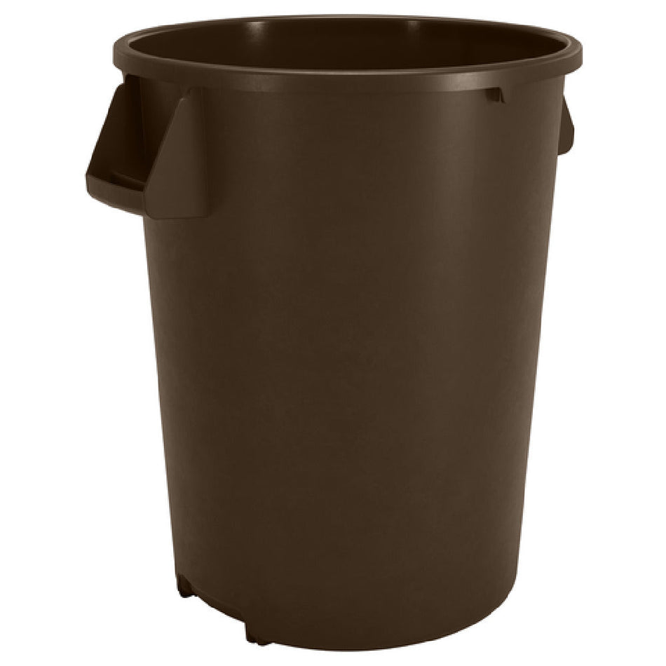 Carlisle 84103201 32 Gallon Round Trash Container with Integrated Bag Cinches Polyethylene Brown