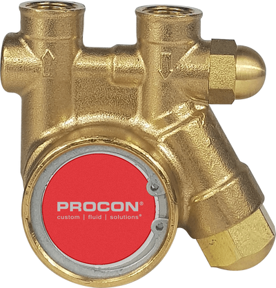 100 GPH Clamp-On Procon 101B100F11BC Series 1 Rotary Vane Pump - Brass with Integrated Strainer
