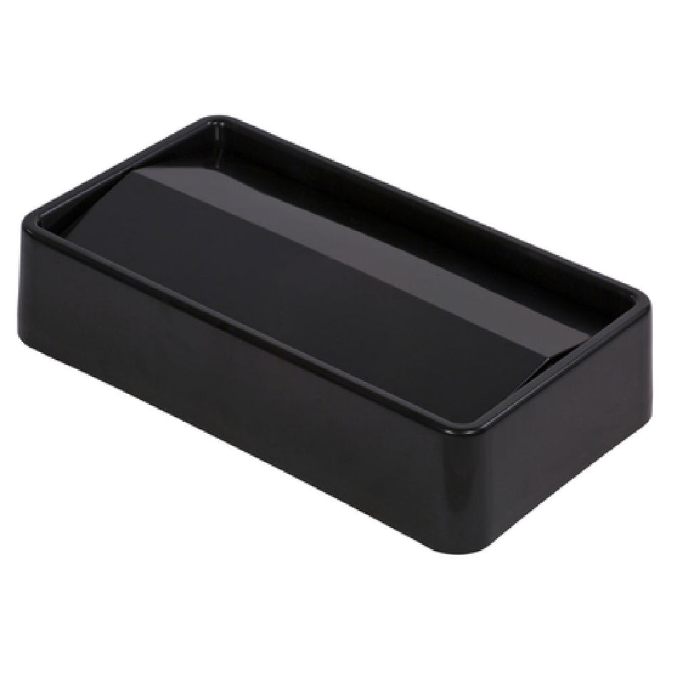 Carlisle 34202403 20 Inch Rectangular Swing Top Lid Black Plastic Trash Receptacle