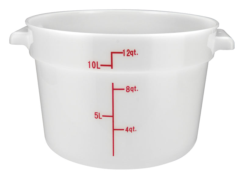 Winco PPRC-12W 12 Quart Food Storage Container with Built-in Handles Polypropylene White