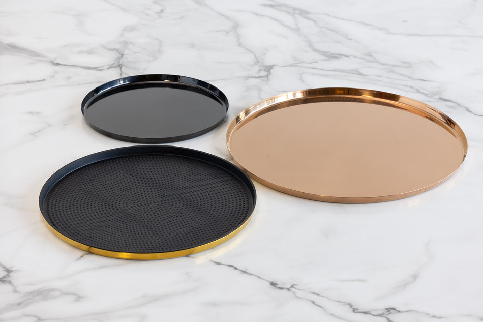 Modern Edge Large 14" Round Serving Tray in Black Onyx