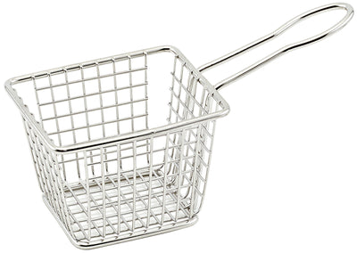 Winco FBM-433T 4" Rectangular Mini Fry Serving Basket | 18/8 Stainless Steel & Dishwasher Safe