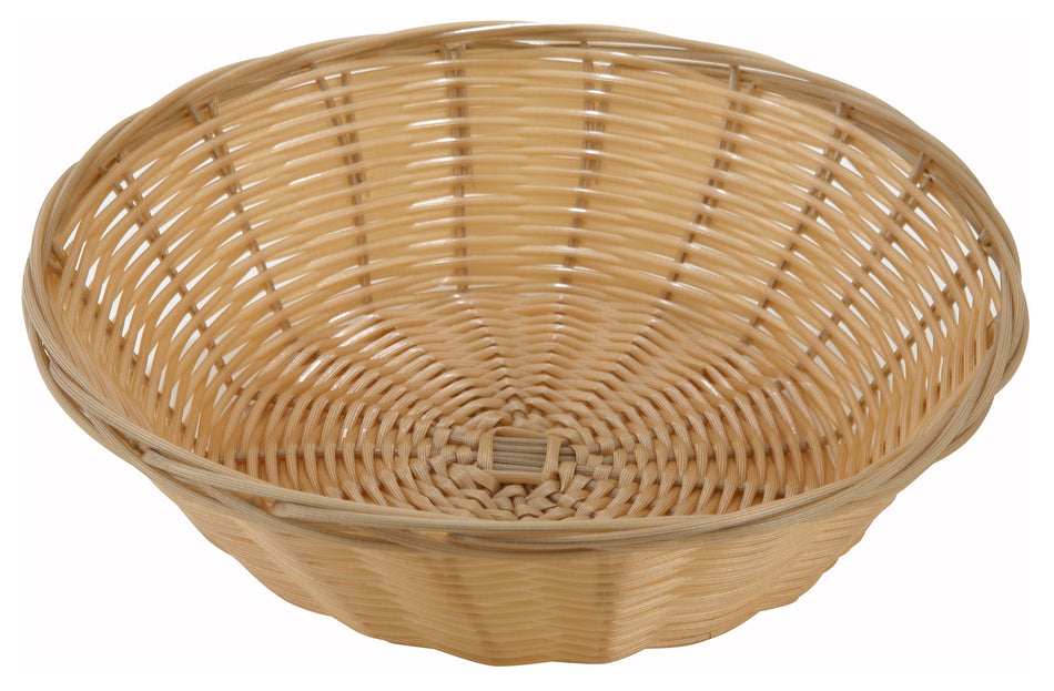 Winco PWBN-9R 9 Inch Diameter Round Woven Basket Tan Polypropylene
