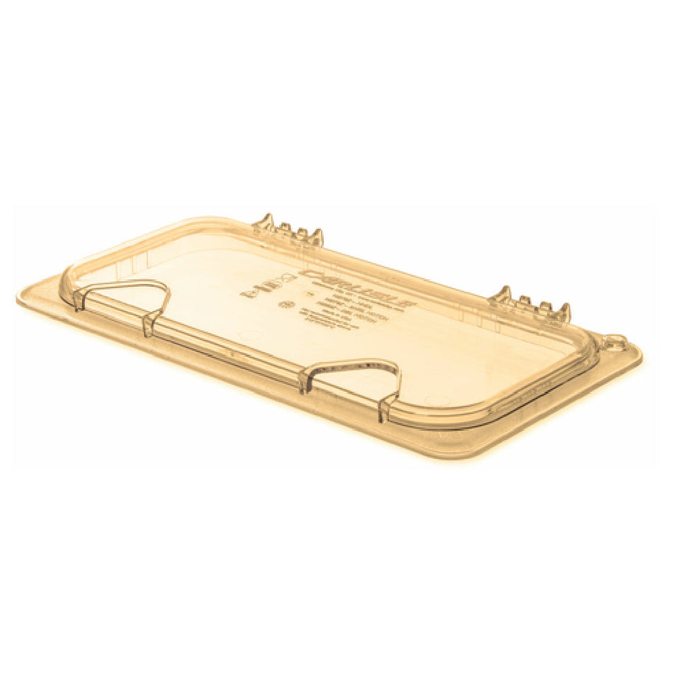 Carlisle 10479Z13 12 Inch High Heat Food Pan Cover Amber Plastic Hinged with Handle