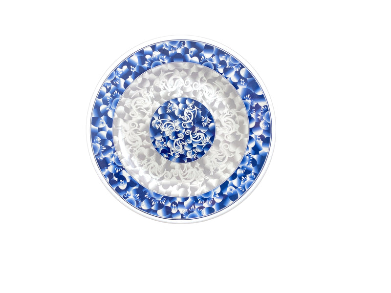 Thunder Group 1012DL 11 Inch Break-Resistant Round Plate Melamine Blue Dragon