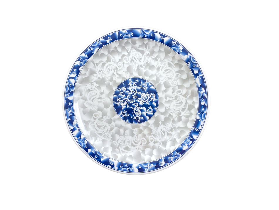 12 Pack 14-3/8" Diameter x 1-3/4" Height, Round Plate, Blue Dragon Dinnerware, Melamine, BPA Free, Dishwasher Safe, Break-Resistant, Shatter-Resistant, No Microwave, No Oven, NSF