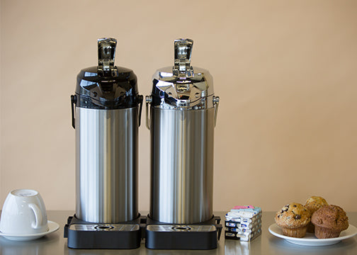 Signa-Air 2.2-Liter Stainless Vacuum Insulated Airpot with Lever Pump Lid in Brushed Stainless and Chrome