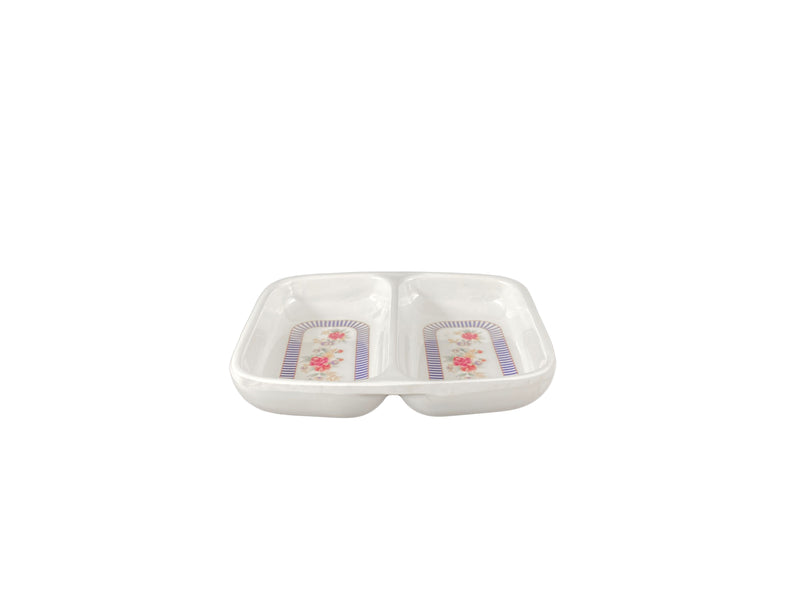 Thunder Group 1102AR 2 Oz Twin Sauce Dish Break Resistant Melamine Rectangular Rose