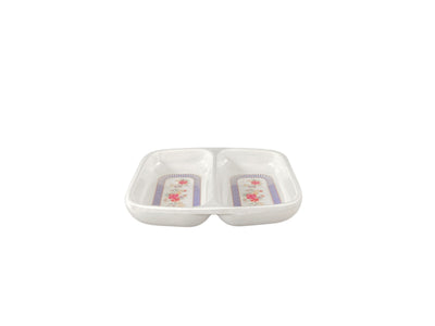 Thunder Group 1102AR 2 Oz Twin Sauce Dish Break Resistant Melamine Rectangular Rose