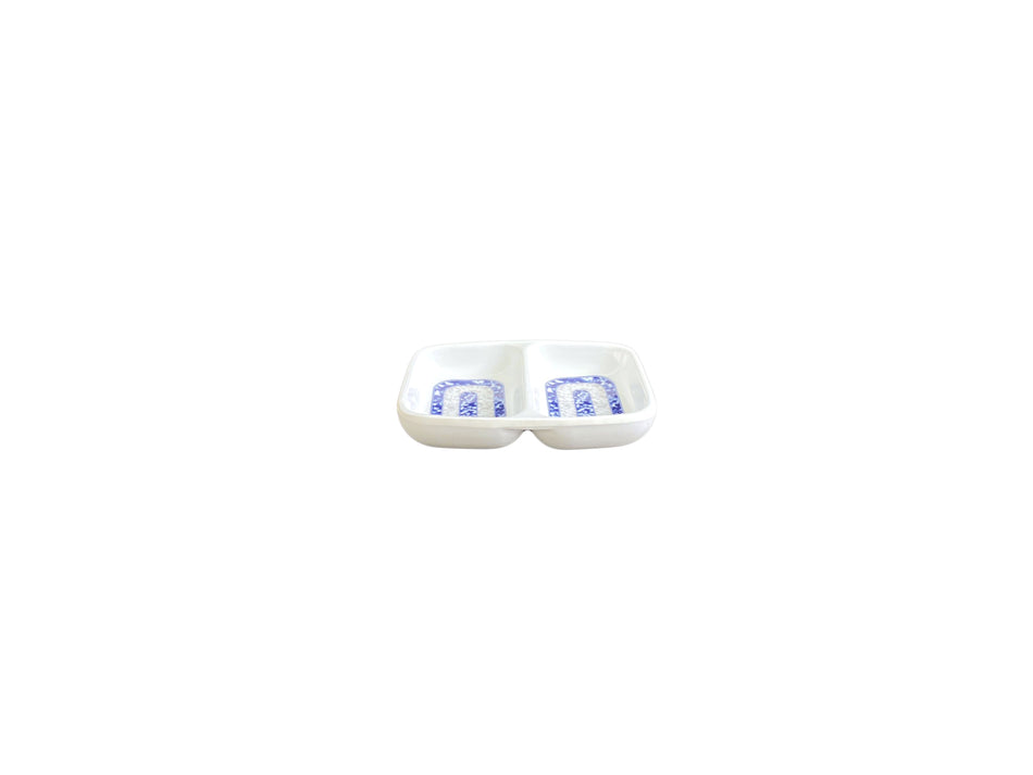 12 Pack 2 oz, 3-3/8" x 2-3/4" x 1/2", Twin Sauce Dish, Blue Dragon Dinnerware, Melamine, BPA Free, Dishwasher Safe, Break-Resistant, Shatter-Resistant, No Microwave, No Oven, NSF