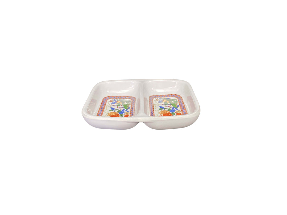 12 Pack 2 oz, 3-3/8" x 2-3/4" x 1/2", Twin Sauce Dish, Peacock Dinnerware, Melamine, BPA Free, Dishwasher Safe, Break-Resistant, Shatter-Resistant, No Microwave, No Oven, NSF