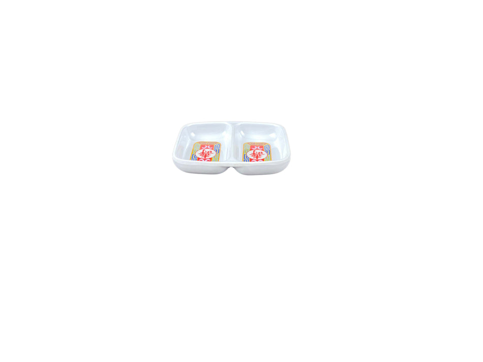 12 Pack 2 oz, 3-3/8" x 2-3/4" x 1/2", Twin Sauce Dish, Longevity Dinnerware, Melamine, BPA Free, Dishwasher Safe, Break-Resistant, Shatter-Resistant, No Microwave, No Oven, NSF