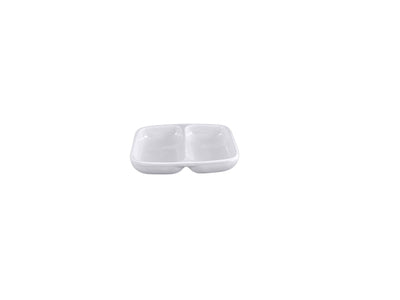 Thunder Group 1102TW 2 Oz Twin Sauce Dish Rectangular Break-Resistant Melamine