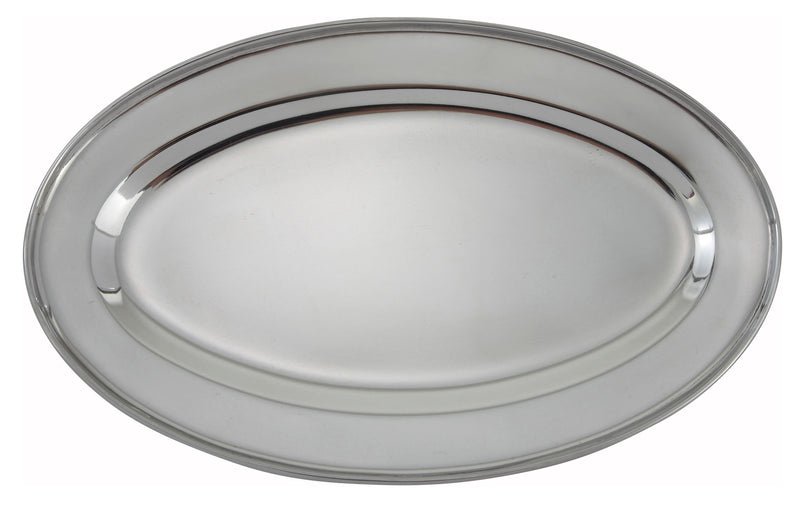 Winco OPL-16 16 Inch Oval Platter with Stainless Steel - Serving Ware