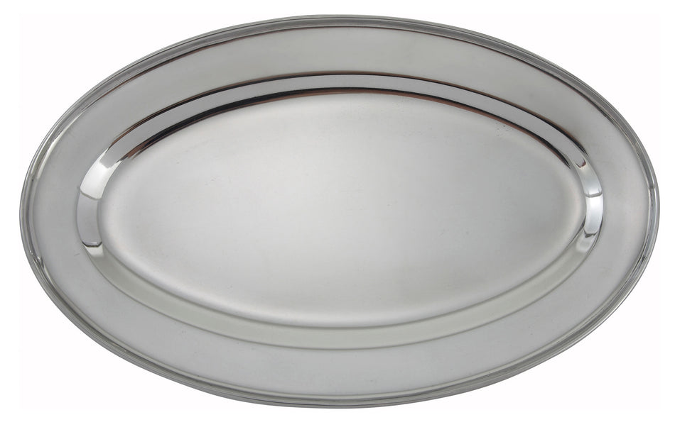 Winco OPL-16 16 Inch Oval Platter with Stainless Steel - Serving Ware