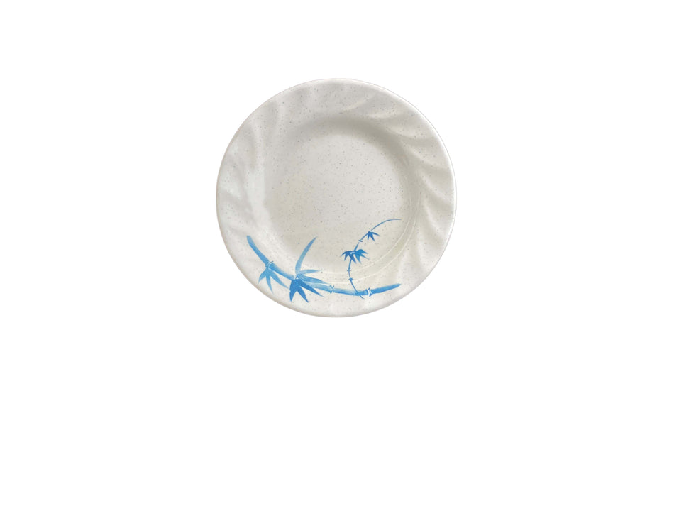 12 Pack 6" Diameter x 3/4" Height, Curved Rim Plate, Blue Bamboo Dinnerware, Melamine, BPA Free, Dishwasher Safe, Break-Resistant, Shatter-Resistant, No Microwave, No Oven, NSF