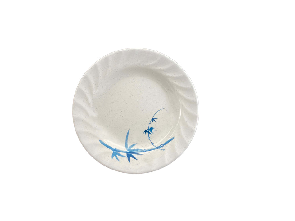 12 Pack 8" Diameter x 1-1/8" Height, Curved Rim Plate, Blue Bamboo Dinnerware, Melamine, BPA Free, Dishwasher Safe, Break-Resistant, Shatter-Resistant, No Microwave, No Oven, NSF