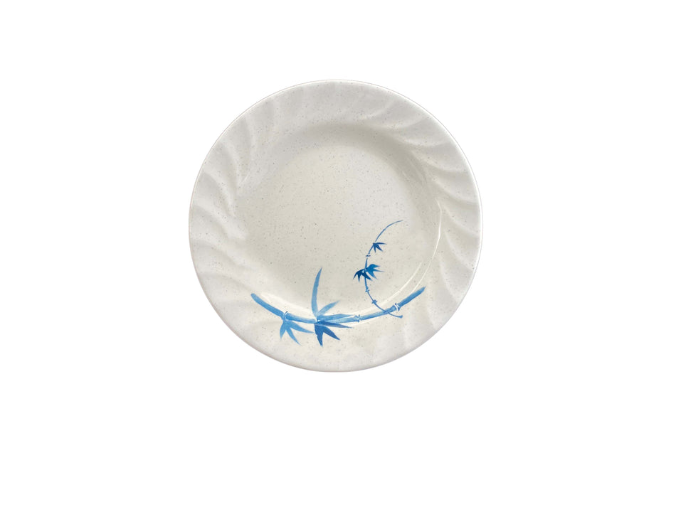 12 Pack 10-1/2" Diameter x 1-3/8" Height, Curved Rim Plate, Blue Bamboo Dinnerware, Melamine, BPA Free, Dishwasher Safe, Break-Resistant, Shatter-Resistant, No Microwave, No Oven, NSF