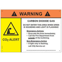 LogiCO2  Horn/Strobe Sign: 8 1/4 in Wd, 5 3/4 in Ht, English