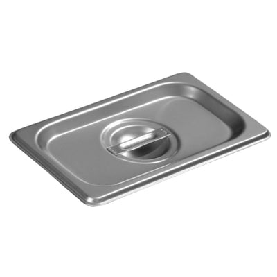 Carlisle 607190C 1/9 Size Flat Solid Steam Table Pan Cover with Recessed Handle Stainless Steel