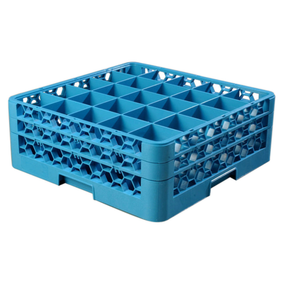 Carlisle RG25-214 19 Inch Full Size Dishwasher Glass Rack with 25 Compartments Blue Polypropylene