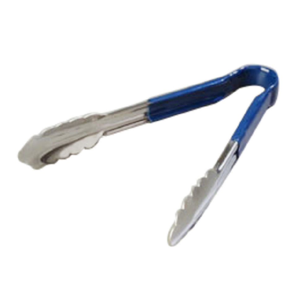 Carlisle 60756014 9-1/2 Inch Utility Tongs One-piece Color-coded Blue Handle Stainless Steel
