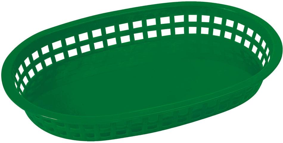 Winco PLB-G 10 Inch Platter Basket Oval BPA Free Green with Microwave and Dishwasher Safe
