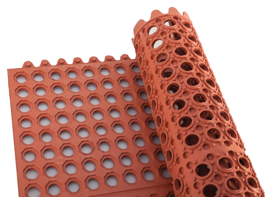 Winco RBMI-33R 36 Inch Anti-slip Rubber Floor Mat Red Grease Resistant