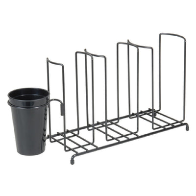 Carlisle C8003WFS 17-1/2 Inch Cup and Lid Organizer with Caddy 3 Stacks Steel Wire Black