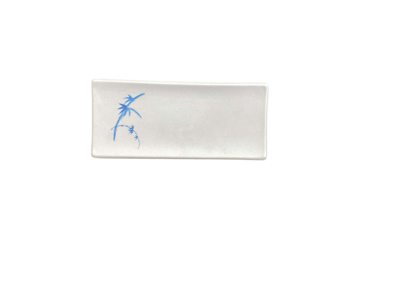 Thunder Group 1502BB 9-3/8 Inch Rectangular BBQ Plate BPA Free Melamine Blue Bamboo
