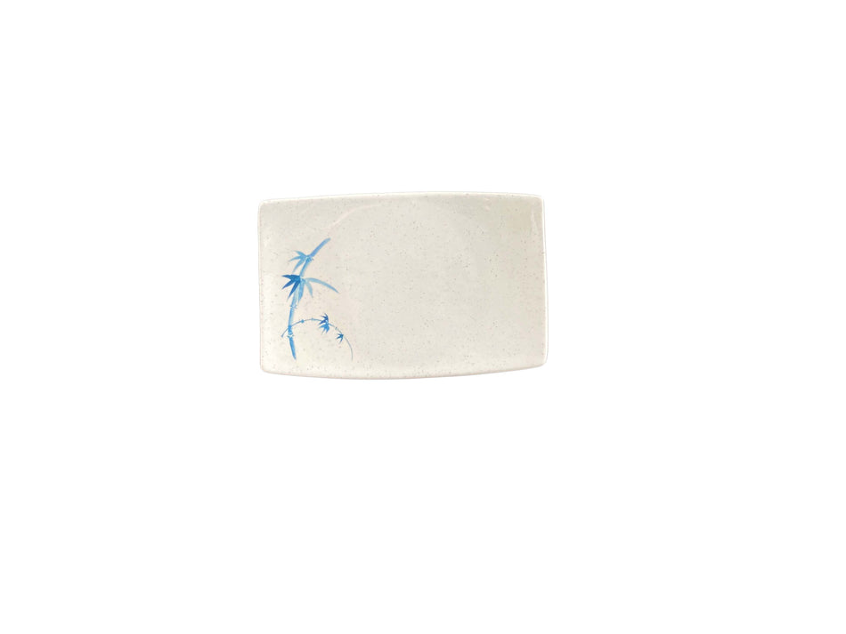 12 Pack 6-3/4" x 4-1/2" x 1-1/8", Barbecue Plate, Blue Bamboo Dinnerware, Melamine, BPA Free, Dishwasher Safe, Break-Resistant, Shatter-Resistant, No Microwave, No Oven, NSF