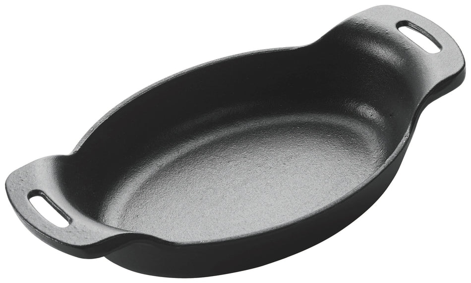 Winco CASM-7O 16 Oz Mini Induction Server Oval Cast Iron Matte Black Enamel