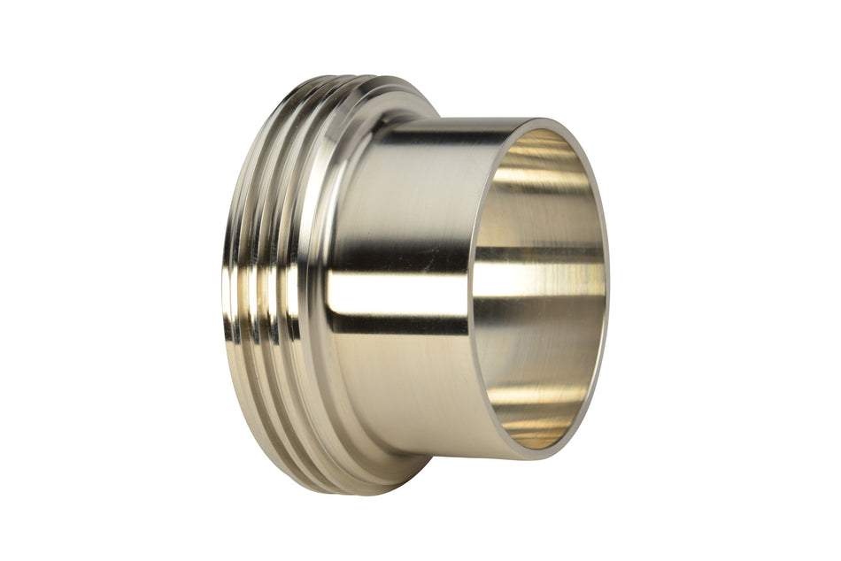 1" Bevel Seat Long Threaded Ferrule (15A)  - T316L Stainless Steel - Wayland Industries - W615A-1