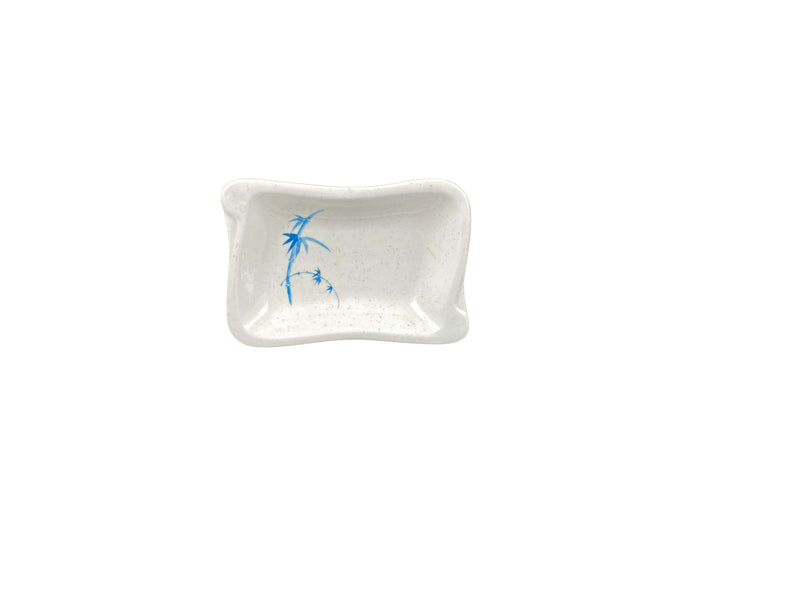 Thunder Group 1607BB 2 Oz Sauce Dish Wave Shape Dishwasher Safe BPA Free Melamine Blue Bamboo
