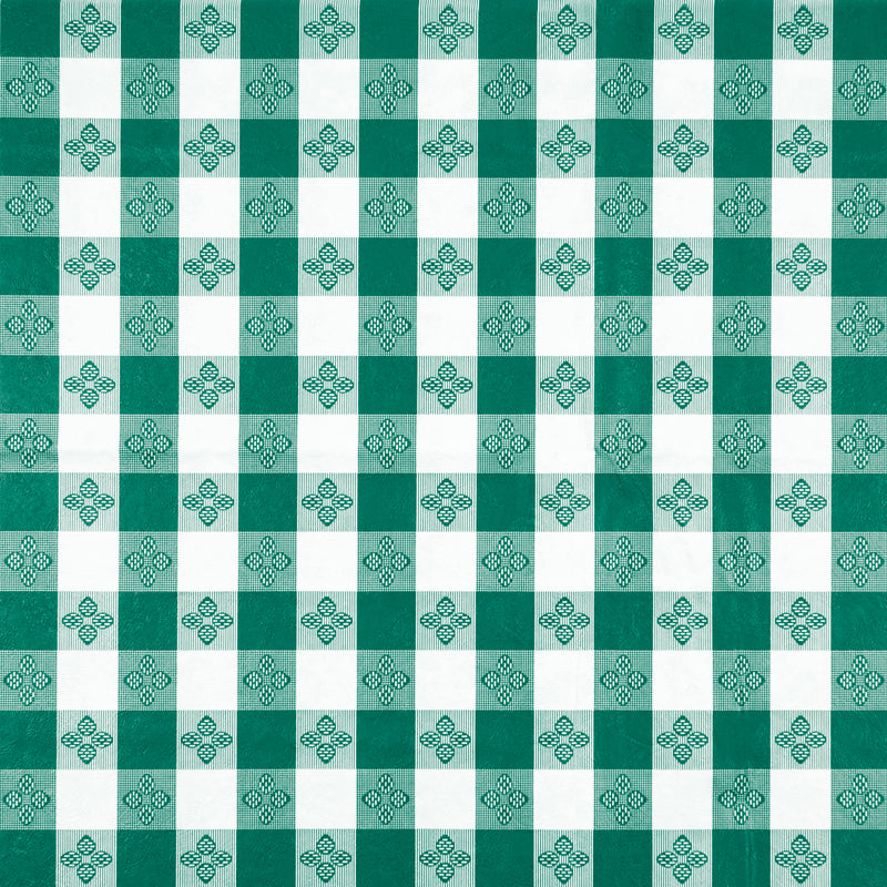 Winco TBCO-90G 90 Inch Rectangular Table Cloth PVC Cotton Green Checkerboard