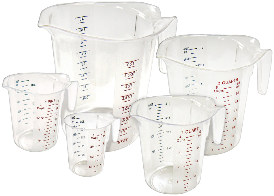 Winco PMCP-5SET Measuring Cup Set 1 to 4 Quarts Plastic Stackable
