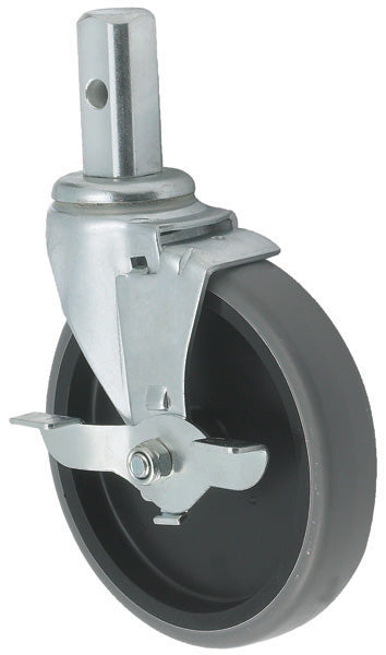 Winco ALRC-5RK 5 Inch Stem Caster Swivel with Brake Rubber 500 lbs Capacity