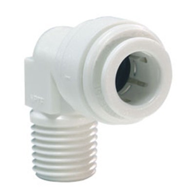 John Guest White Acetal Fixed Elbow 1/4" Tube OD x 1/4" NPT