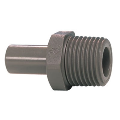 John Guest Gray Acetal Stem Adapter 3/8" Stem OD x 3/8" BSPT