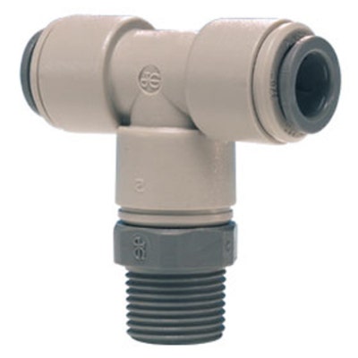 John Guest Swivel Branch Tee - 3/8" Tube OD x 3/8" BSPT Acetal Fitting