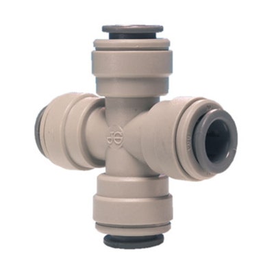 John Guest 3/8" Cross Connector - Gray Acetal Push-Fit Fitting