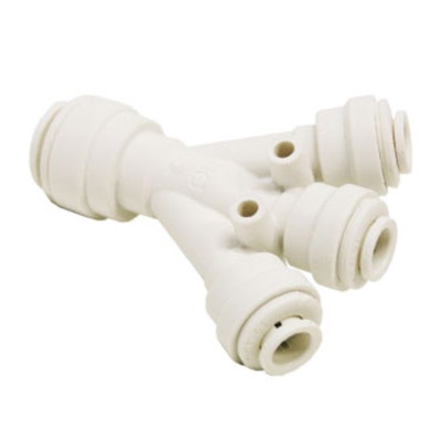 John Guest Gray Acetal 3-Way Divider 1/2" Tube OD Inlet x (3) 3/8" Tube OD Oulets
