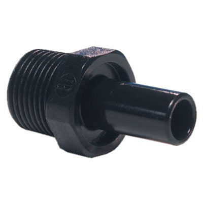 John Guest Black Acetal Stem Adapter 10mm Stem OD x 1/2" BSPT