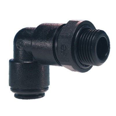 John Guest Black Acetal Swivel Elbow 6mm Tube OD x 1/4" BSPP
