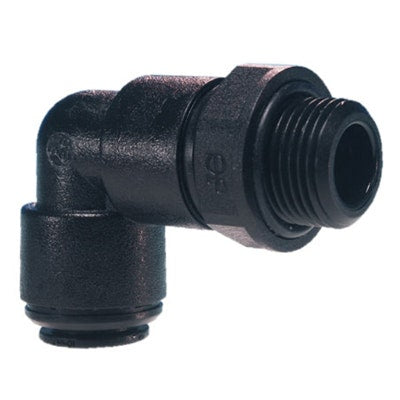 John Guest Black Acetal Swivel Elbow 10mm Tube OD x 1/4" BSPP