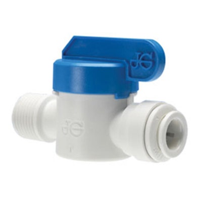 John Guest 3/8" Shut-Off Valve - Polypropylene Push-Fit to 3/8" NPT