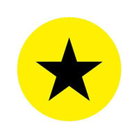 Bargun Button Cap, Round, Yellow Cap, Black Star - PH10-74-168