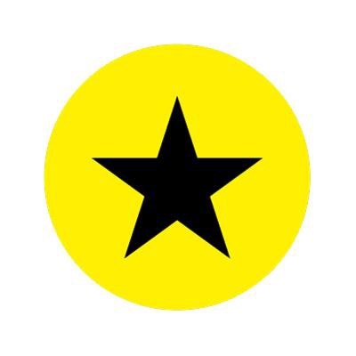 Bargun Button Cap, Round, Yellow Cap, Black Star - PH10-74-168