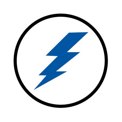 Bargun Button Cap, Round, Lightning Bolt, White Cap, Blue Letter - PH10-74-196